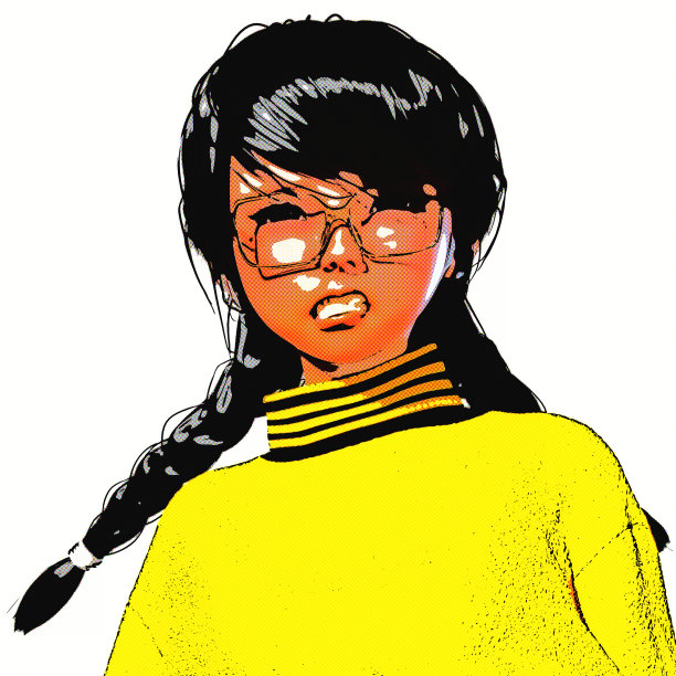 一个卡通女孩的数字3D插图图片下载