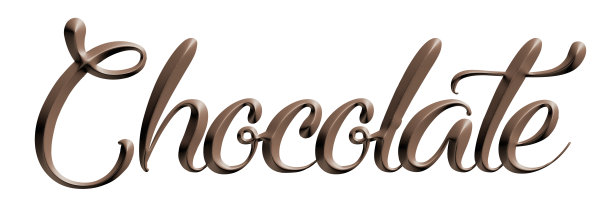 “巧克力”字，棕色，3d渲染图片下载