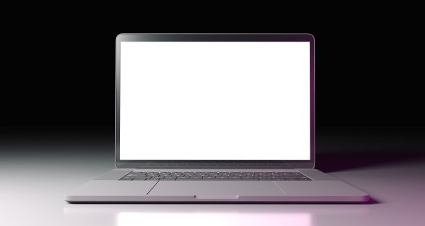 现实笔记本电脑与白色屏幕图片下载