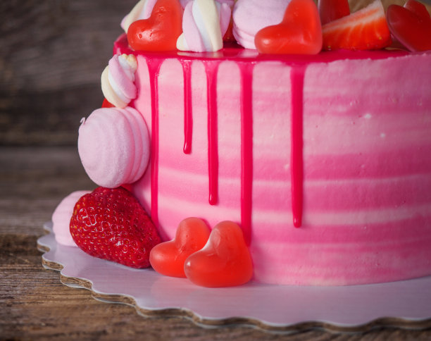 漂亮的浅粉色自制蛋糕烘焙图片下载