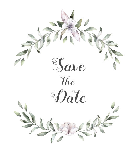 手绘水彩插图-花圈。春天的树枝上开着银莲花。完美的婚礼邀请函，贺卡，证书，打印和更多图片下载