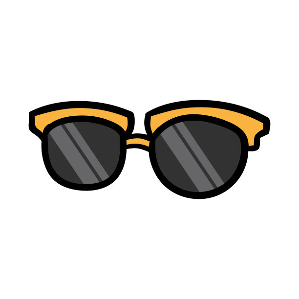 卡通太阳镜与黄金框架图片下载