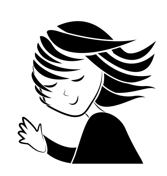 女孩挥手剪影设计图标向量图片下载