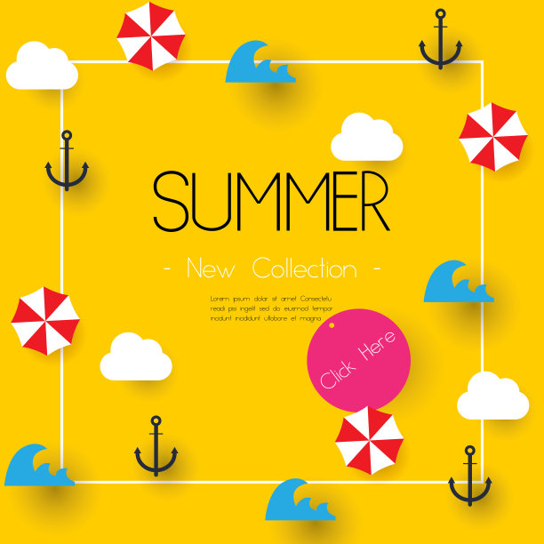 夏季超级销售，矢量插图模板海报宣传册券和横幅，夏季新收藏，促销折扣图片下载