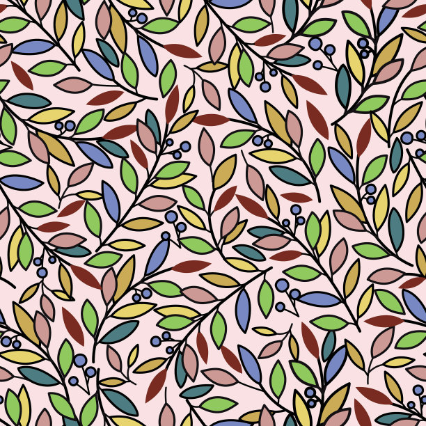 叶面无缝图案。图片下载