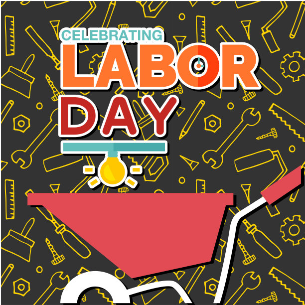 庆祝劳动节推车设备背景矢量图像图片下载