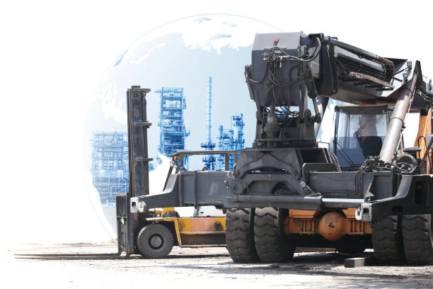 起重、卡车、装载机、集装箱工业区图片下载