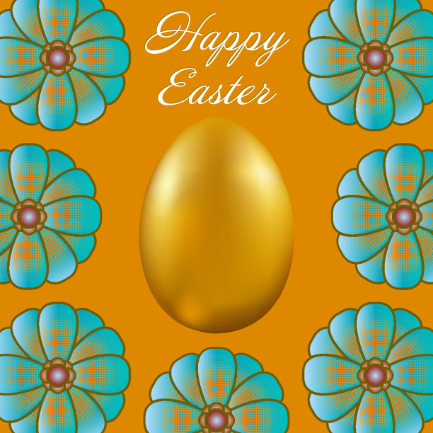 快乐的复活节孤立在金色的背景。图片下载