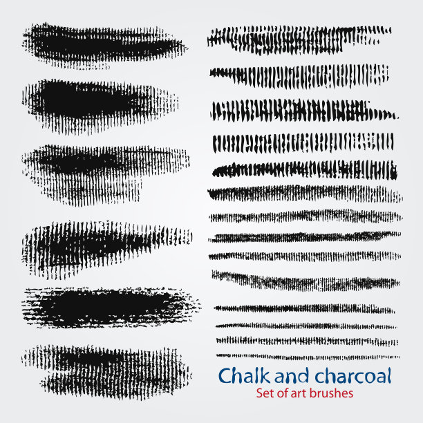白垩和煤的波纹状纹理。动态矢量笔触。艺术画笔。样例保存在文件调色板中。孵化。高分辨率图像。枯燥乏味的模式。素材图片