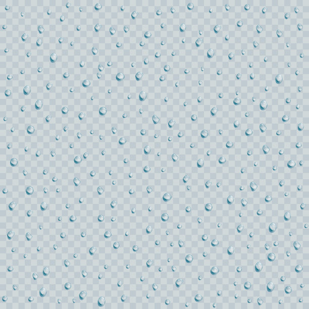 水，雨滴或蒸汽淋浴织物隔离在透明的背景。真实的纯液滴凝结。矢量图图片下载