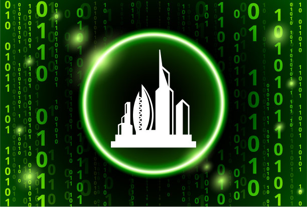 未来城市二进制码矢量模式背景图片下载