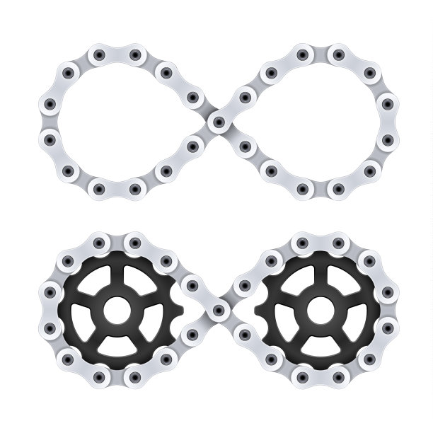 无限标志由自行车或摩托车链制成。矢量插图。图片下载