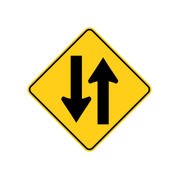 美国交通路标。前方有双向交通。矢量图图片下载