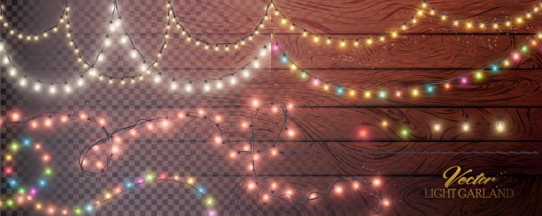 圣诞彩灯，彩色的花环。图片下载