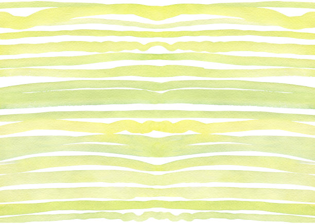 无缝抽象创意条纹图案，以绿色色彩笔触。设计波浪，形象线条。手绘水彩画在白色的背景。设计织物，包装纸或墙纸。素材图片