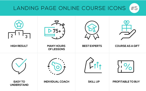 平面线条设计概念图标在线在线学习图片下载