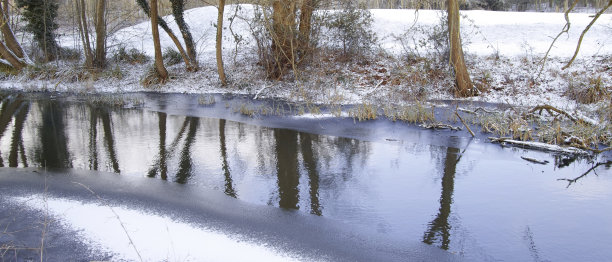 雪景冬季河流全景图素材图片