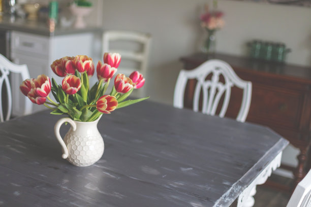 母亲节-年轻的母亲和儿子在室内的广告餐桌晚在西科罗拉多图片下载