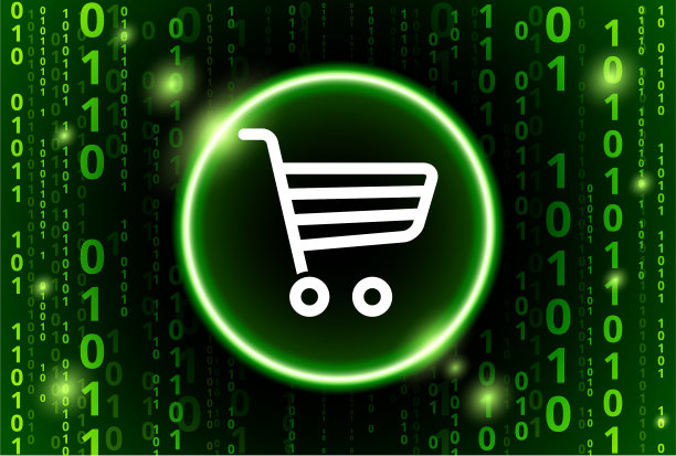 购物车二进制代码矢量图案背景图片下载