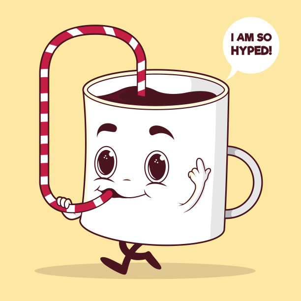 咖啡杯行走矢量插图图片下载