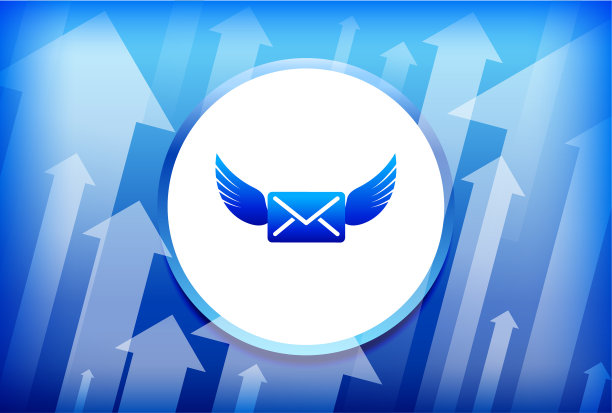 字母和翅膀蓝色箭头背景图片下载