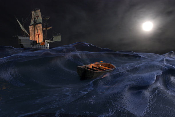 夜晚的船图片下载