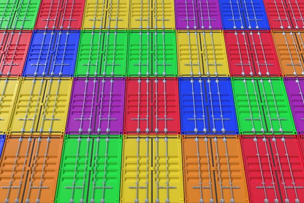 堆叠多彩的船舶货物集装箱背景图片下载