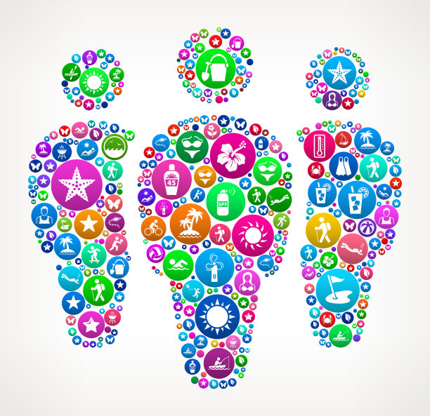 小组夏季彩色矢量图标模式图片下载