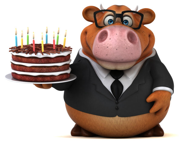 有趣的牛- 3D插图图片下载