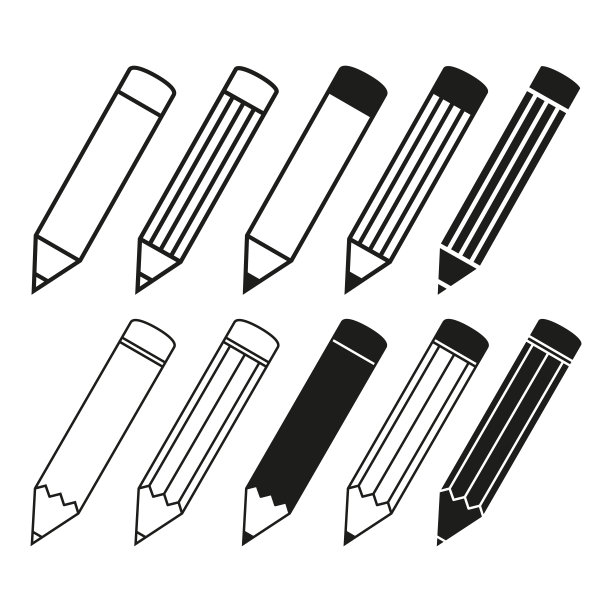 一套铅笔学校图标素材图片