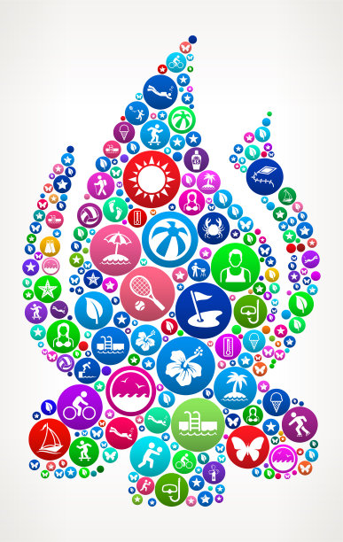 夏令营火夏季彩色矢量图标模式图片下载