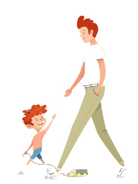 父亲和儿子走在一起。图片下载