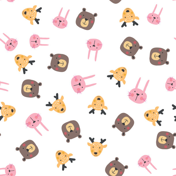 可爱的野生动物无缝图案图片下载