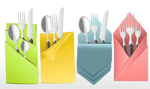 优雅的餐具装饰餐巾图片下载