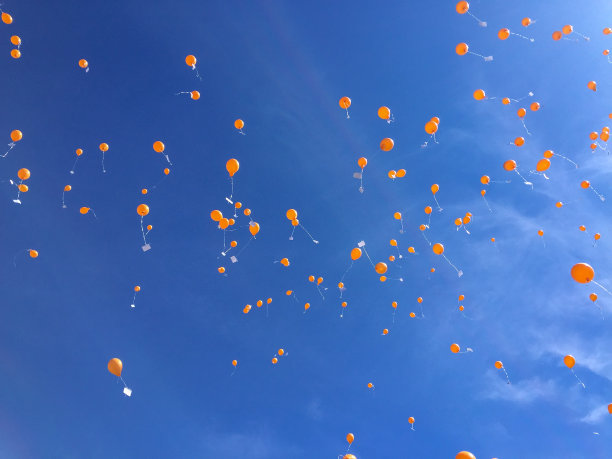 橙色气球在天空中(荷兰)图片下载