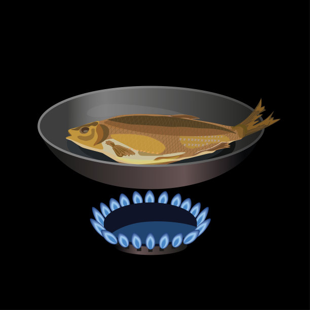 燃气灶上的煎锅图片下载