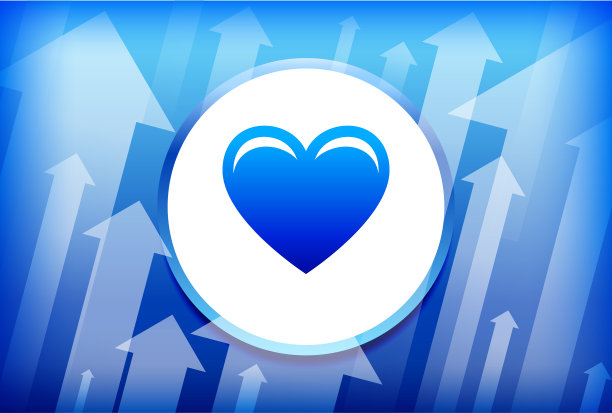 蓝色心形上升箭头背景图片下载