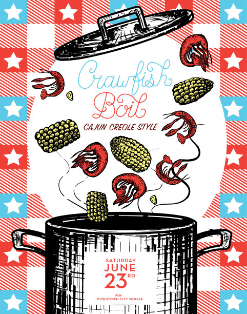 卡津克里奥尔小龙虾煮邀请设计模板图片下载