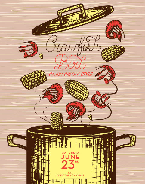 卡津克里奥尔小龙虾煮邀请设计模板图片下载