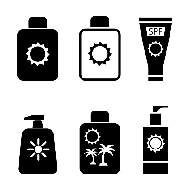 防晒乳液保护矢量图标设置简单图片下载