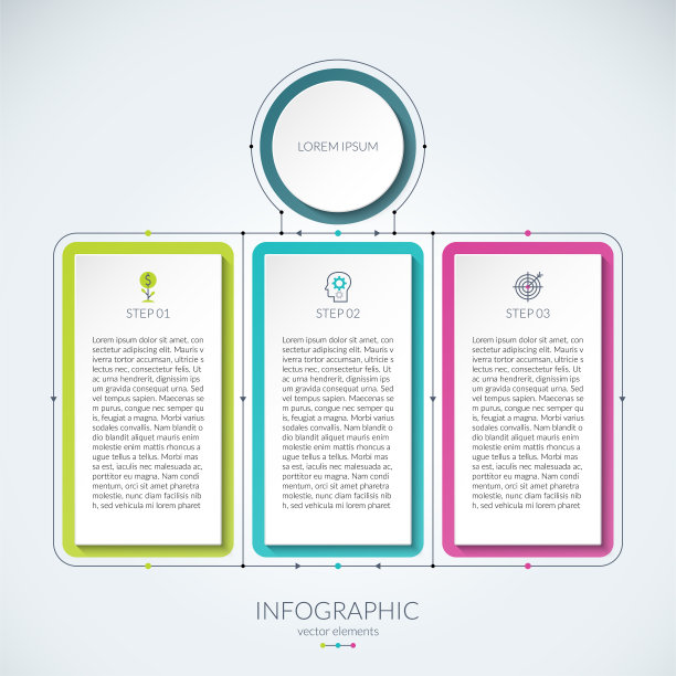 摘要信息图表与3个标签。可作为图表，图表，数据表用于商业展示，年度报告，网页设计。图片下载