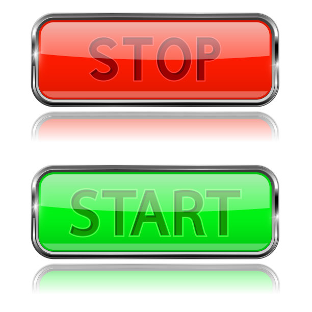开始和停止玻璃按钮与铬框图片下载