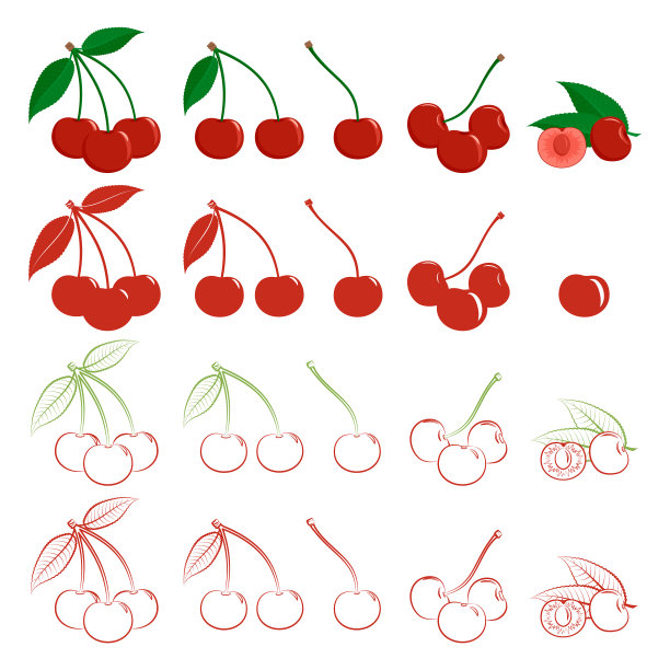 带叶子的成熟樱桃图片下载