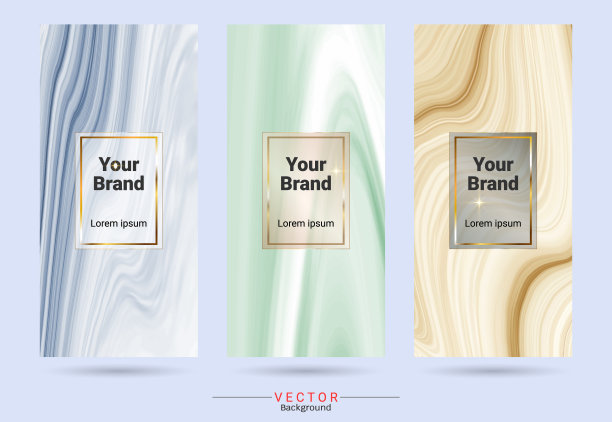 包装产品设计标签和贴纸模板，适用于大理石纹理、金箔和线性风格的奢侈品或高档产品品牌(Vector EPS10，完全可编辑和变色)图片下载