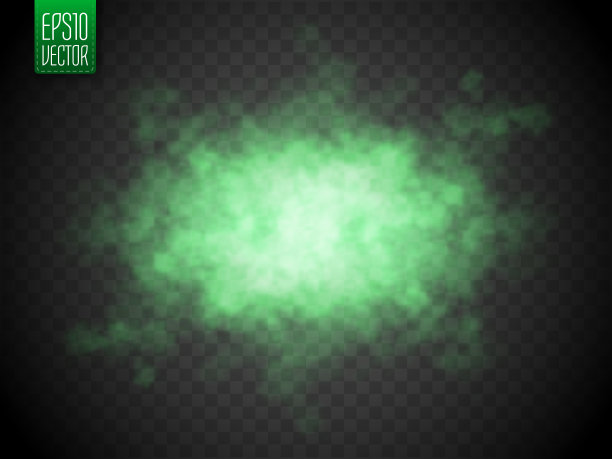 绿色烟雾隔离。有毒矢量云，雾或烟雾背景。向量图片下载