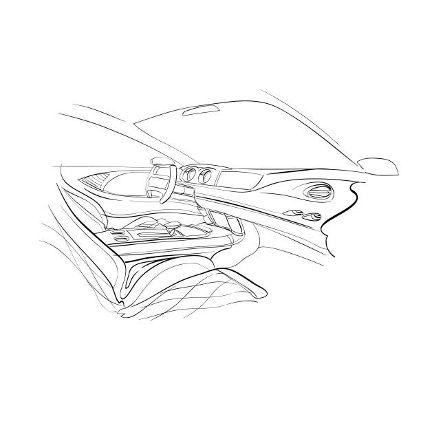 手绘汽车内饰。未来的汽车。矢量插图。图片下载