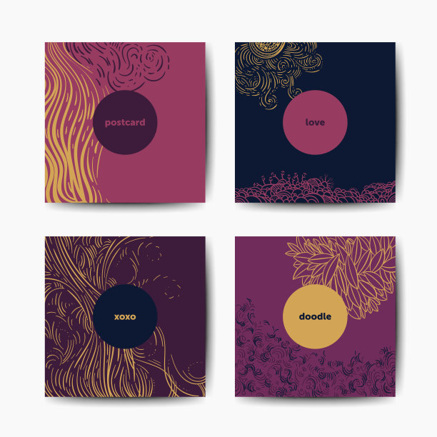 现代画笔矢量明信片模板图片下载