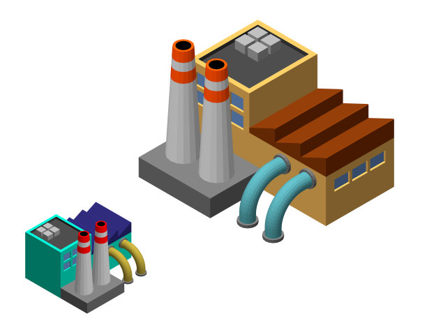 工业厂房。孤立在白色背景上。3 d矢量插图。图片下载