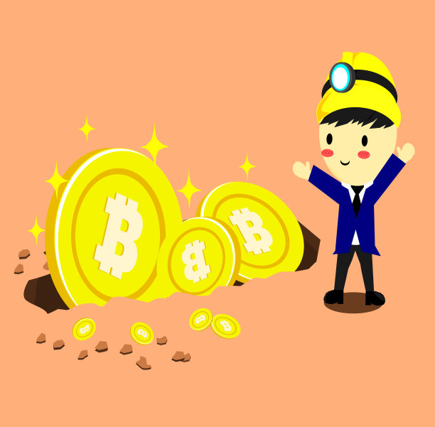 商人站在大硬币，卡通风格，加密货币概念图片下载