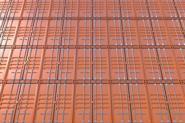 堆叠的棕色船舶货物集装箱的背景图片下载